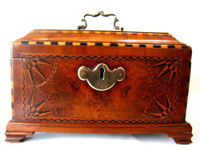 A fabulous antique English tea caddy box dated 1772